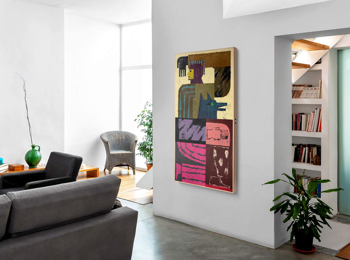 Jamel Armand wall-mountable ping pong table (ArtTable) from the Silk Song collection by Art of Ping Pong mounted on a wall in a modern living space