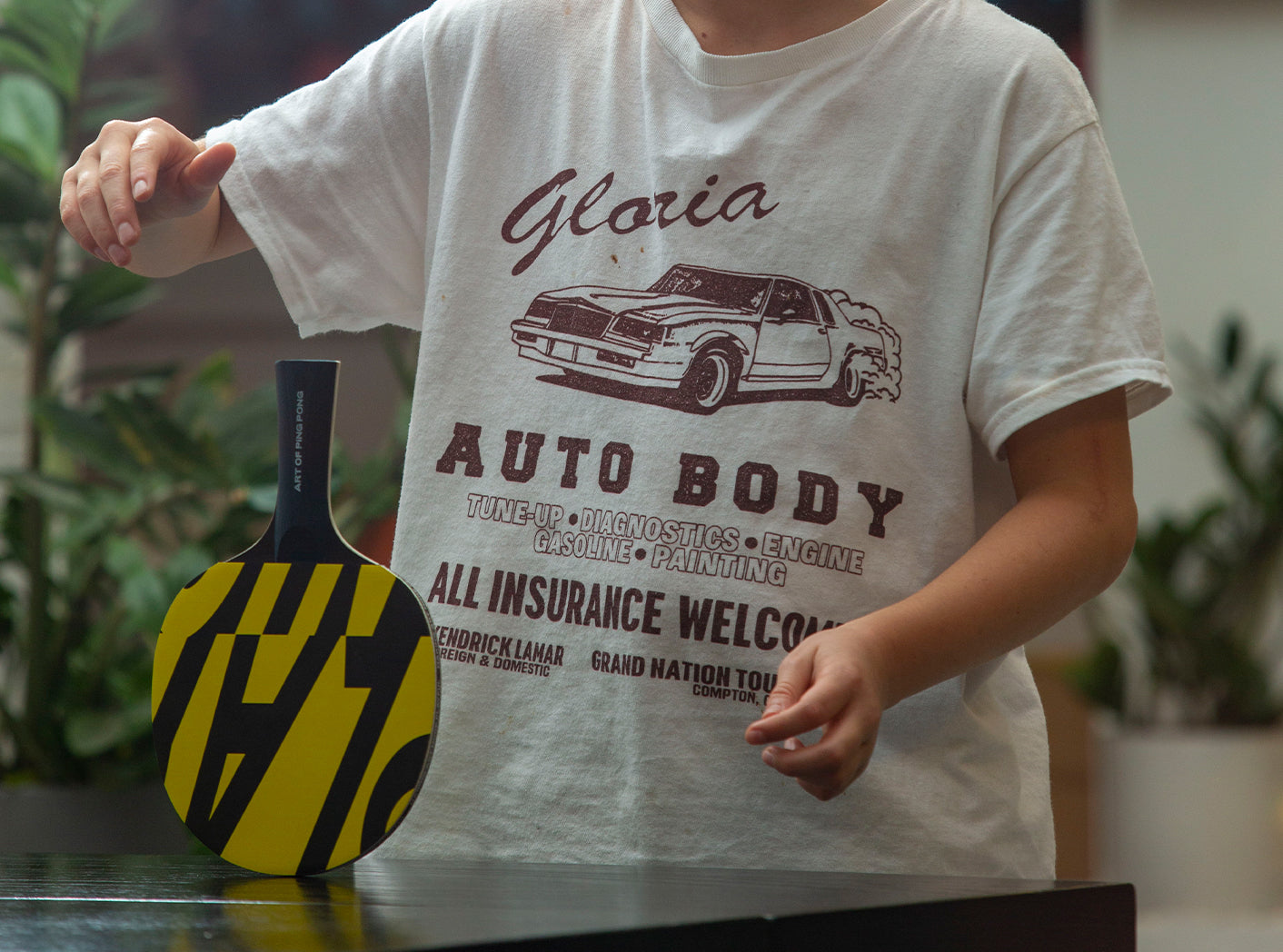 Person playing with an Art of Ping Pong paddle
