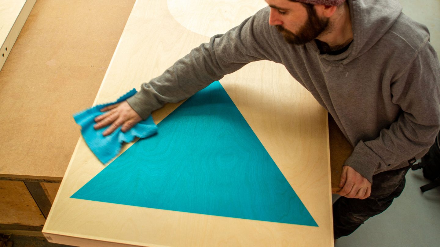 ArtTable in workshop. Blue Triangle